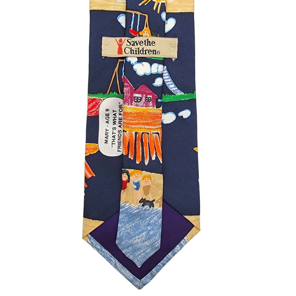 SAVE THE CHILDREN "That's What Friends Are For" by Mary Age 9 100% Silk Necktie - Picture 4 of 6